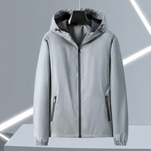 Chromaflux reflective windbreaker front view in daylight grey